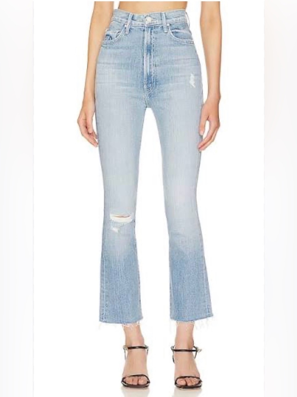 Mother The Tippy Top Insider Ankle Fray Sippin' Sweet Tea Blue Flare Jeans Sz 25